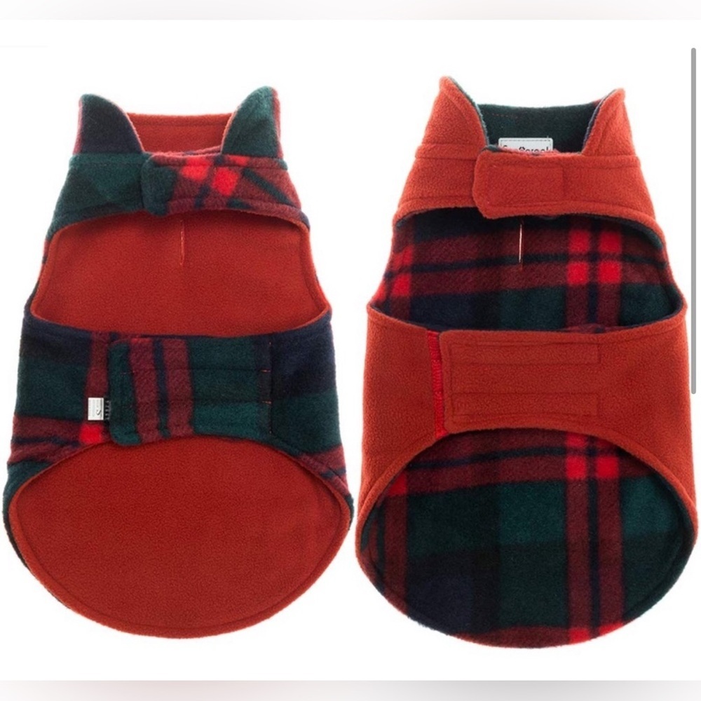 NWT SCENEREAL Dog Winter Clothes Reversible Jacket plaid or solid Size XS - Picture 4 of 13